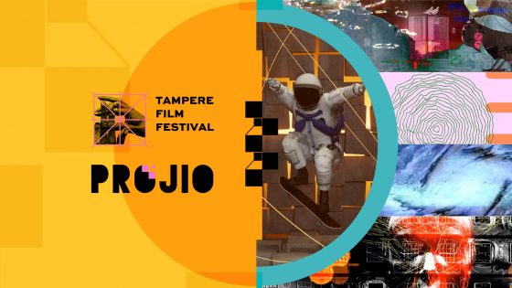 Kollaasi VJ-kilpailun teoksista sekä Tampere Film Festivalin ja Projion logot